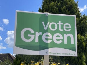 Vote Green campaign sign